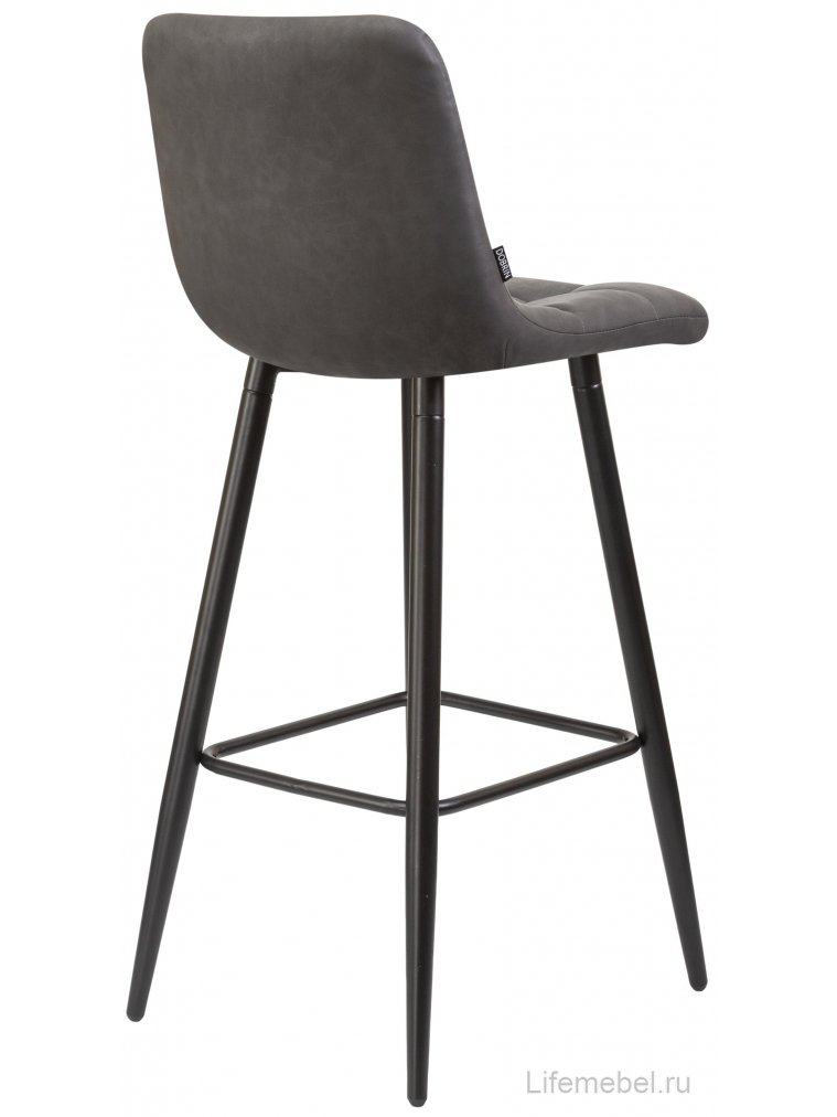 Барный стул Dobrin Nicole черные матовые ножки / серая антрацитовая винтажная экокожа RU-08