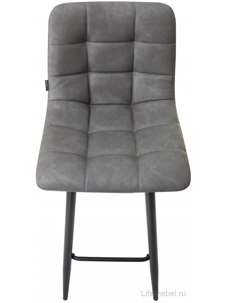 Барный стул Dobrin Nicole черные матовые ножки / серая антрацитовая винтажная экокожа RU-08