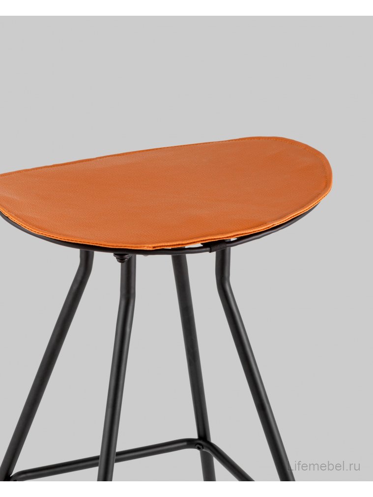 Барный стул Том черный с коричневой подушкой