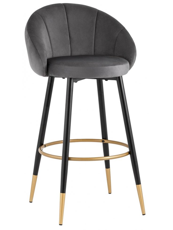 Барный стул Кэмпбэл серый велюр
