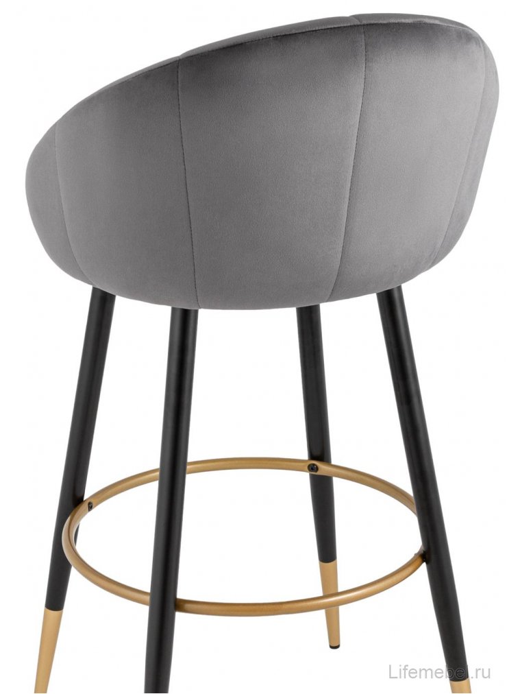 Барный стул Кэмпбэл серый велюр