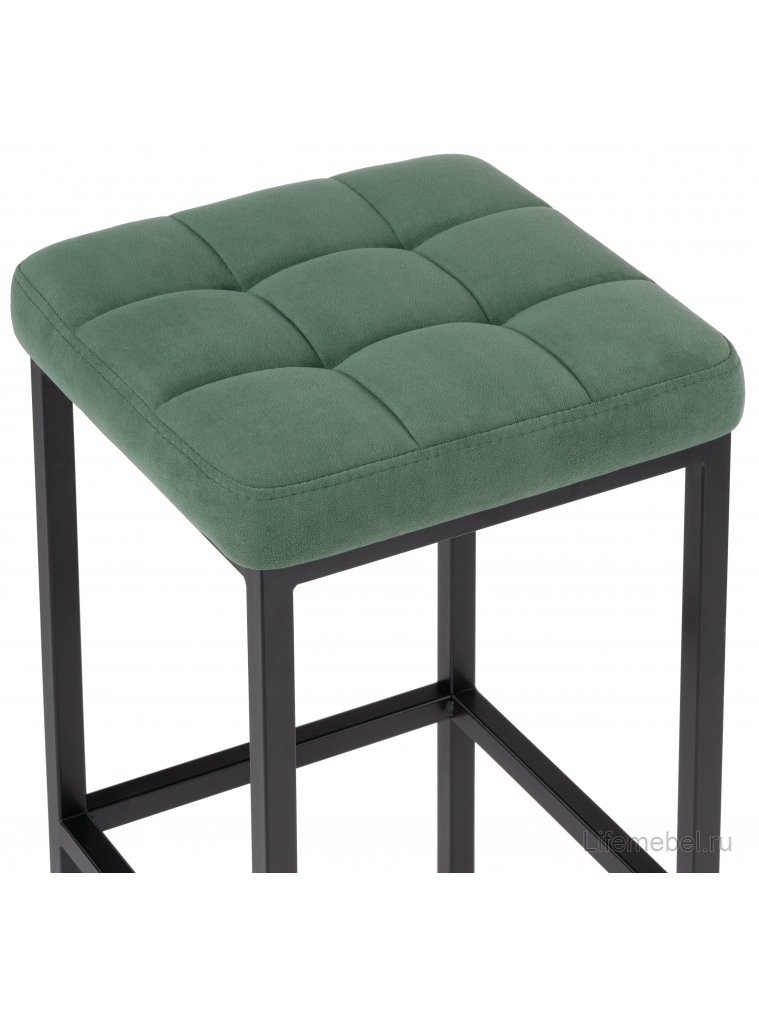 Барный стул Лофт микровелюр катания изумруд / черный матовый