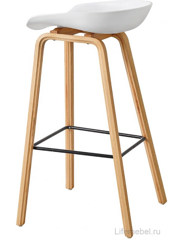 Барный стул BY003 белый / бук / матовый черный металл