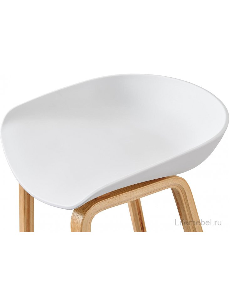 Барный стул BY003 белый / бук / матовый черный металл