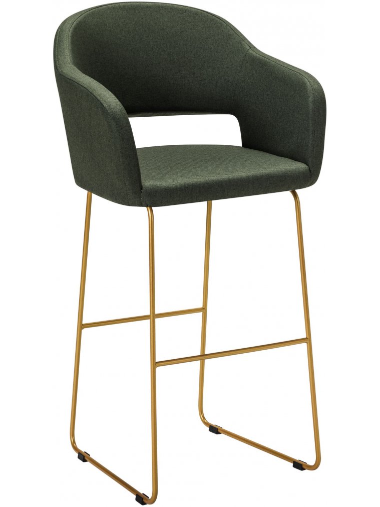 Барный стул Oscar тёмно-зеленый / линк золото