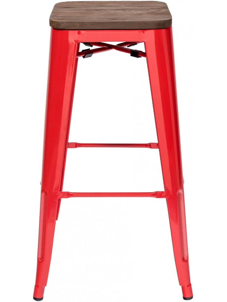 Барный стул Тиоли красный глянцевый / темное дерево