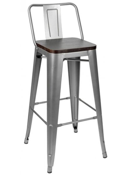 Барный стул Тиоли YD-H675E-W YG-15 со спинкой серебристый матовый / темное дерево