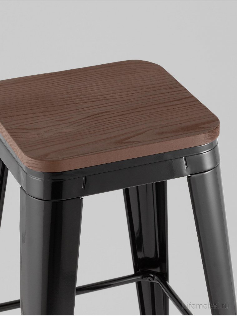 Барный стул Tolix черный / темное дерево
