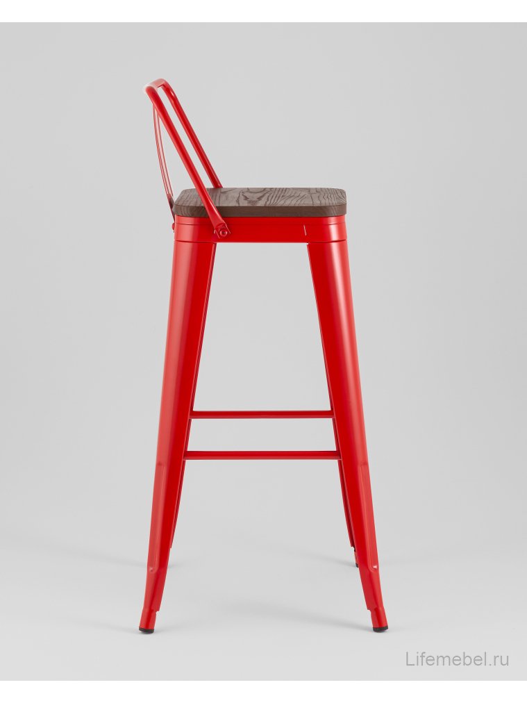 Барный стул Tolix красный / темное дерево