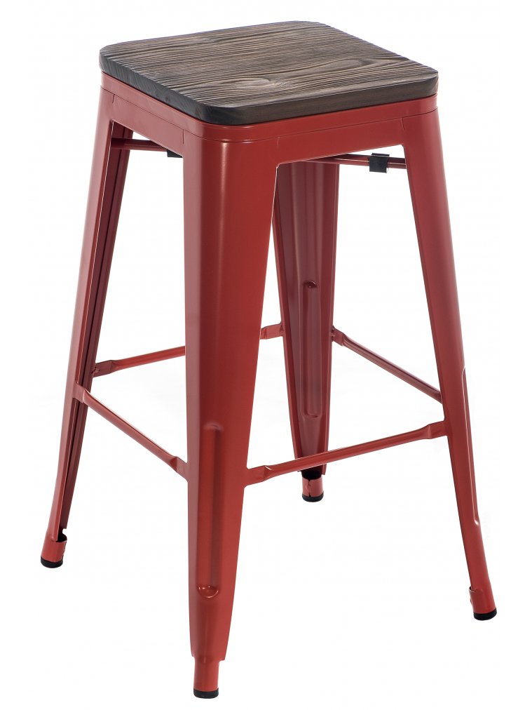 Барный стул Tolix Bar wood CColl T-2103B-26 red / brown walnut
