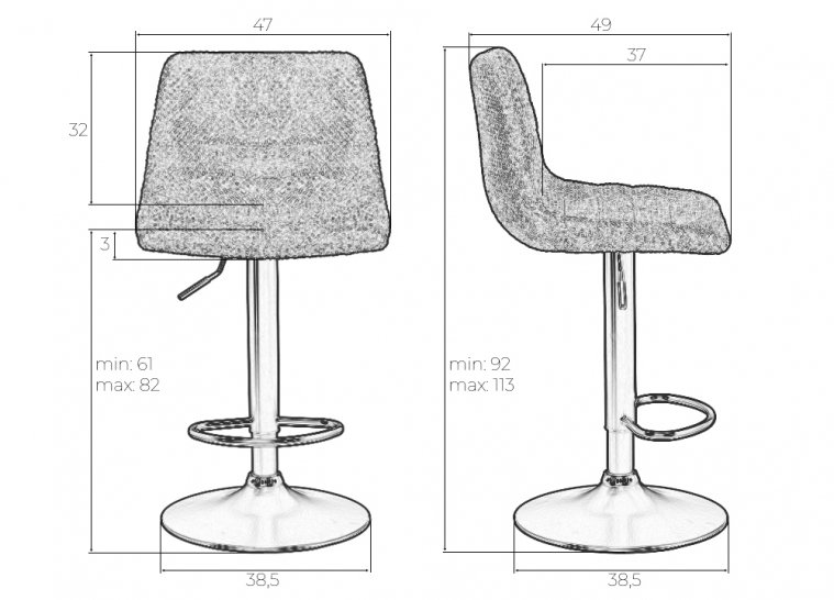 Барный стул Travis серый / черный