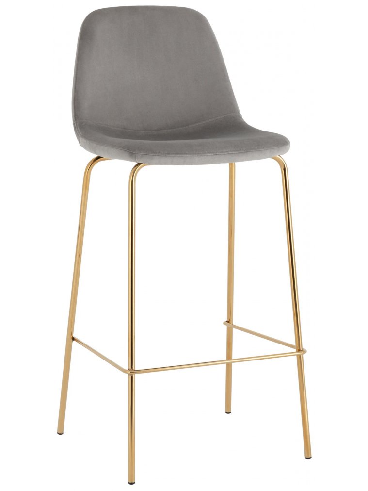 Барный стул Валли 2 велюр серый / золотой