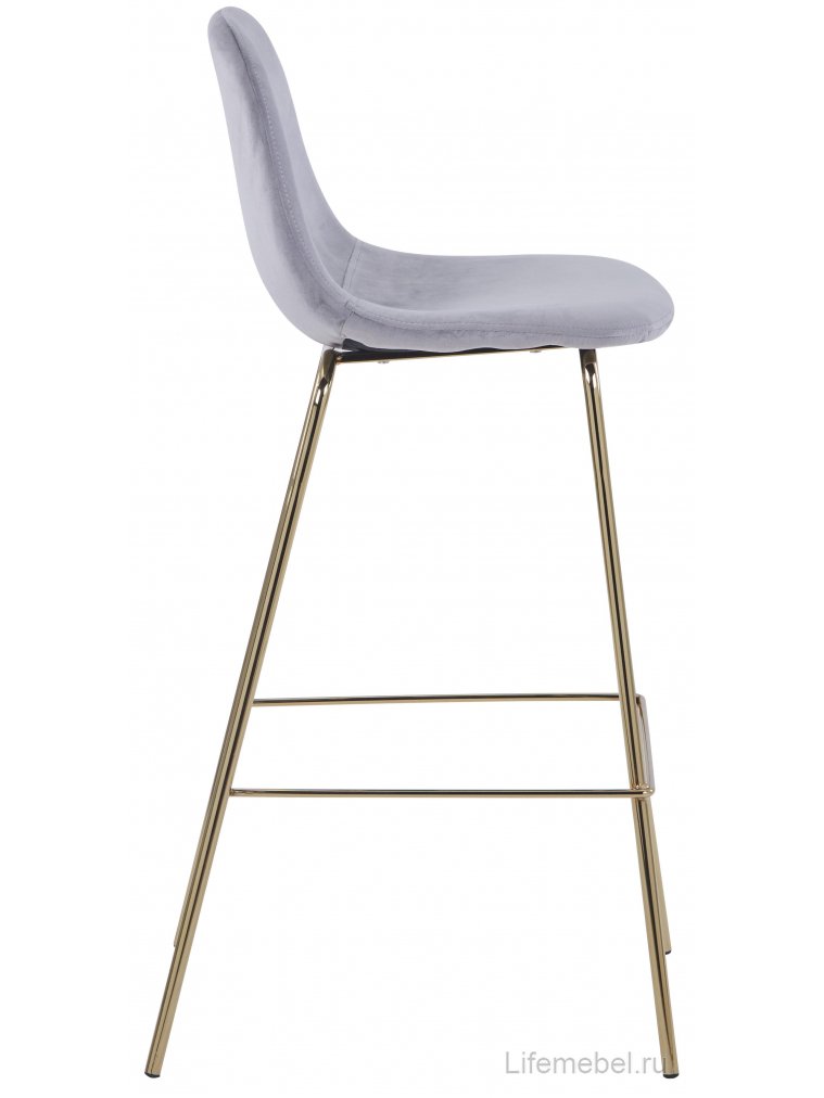 Барный стул Валли велюр серый / золотые ножки