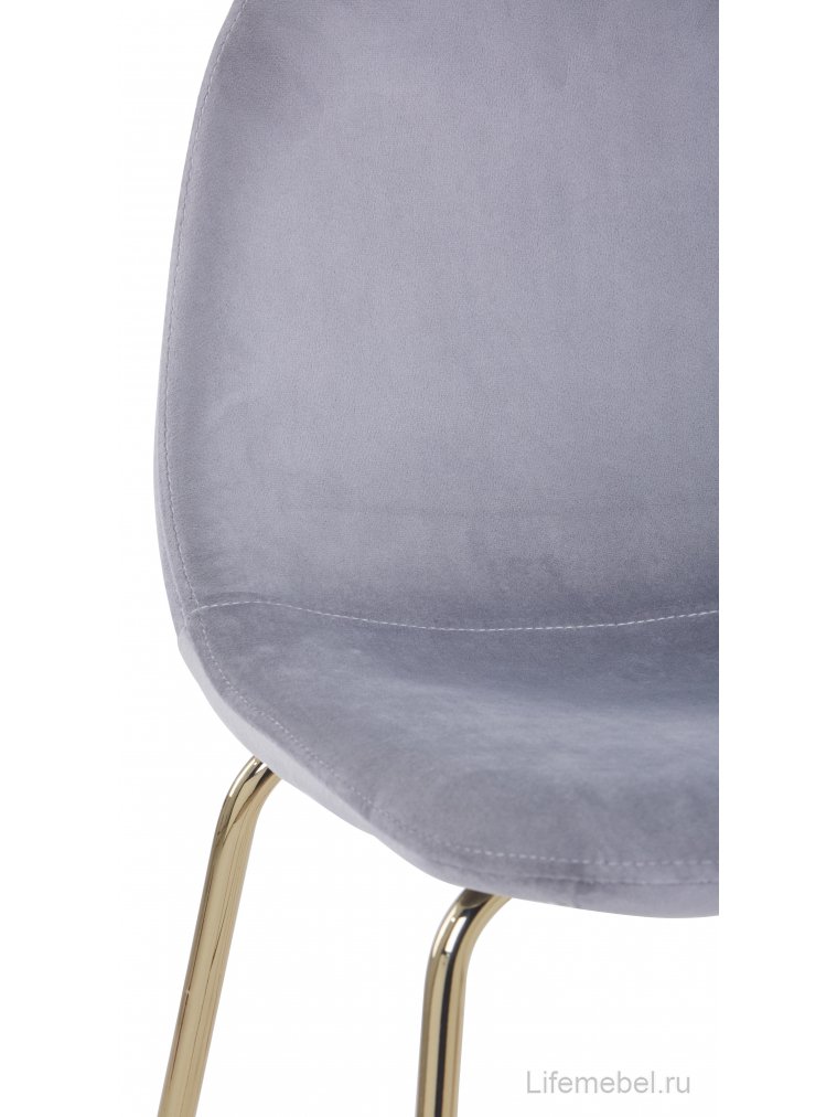 Барный стул Валли велюр серый / золотые ножки