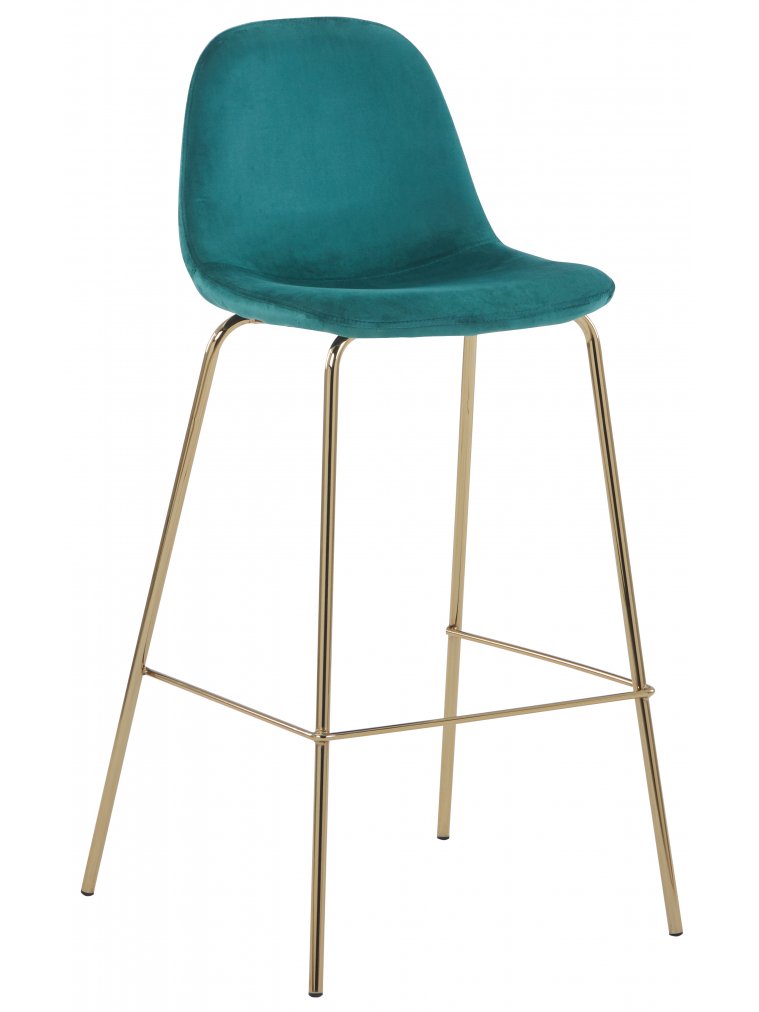 Барный стул Валли велюр зеленый / золотые ножки