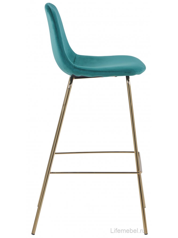 Барный стул Валли велюр зеленый / золотые ножки
