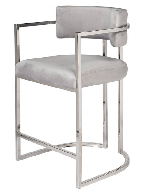 Полубарный стул 76AR-60337 велюр серый / хром