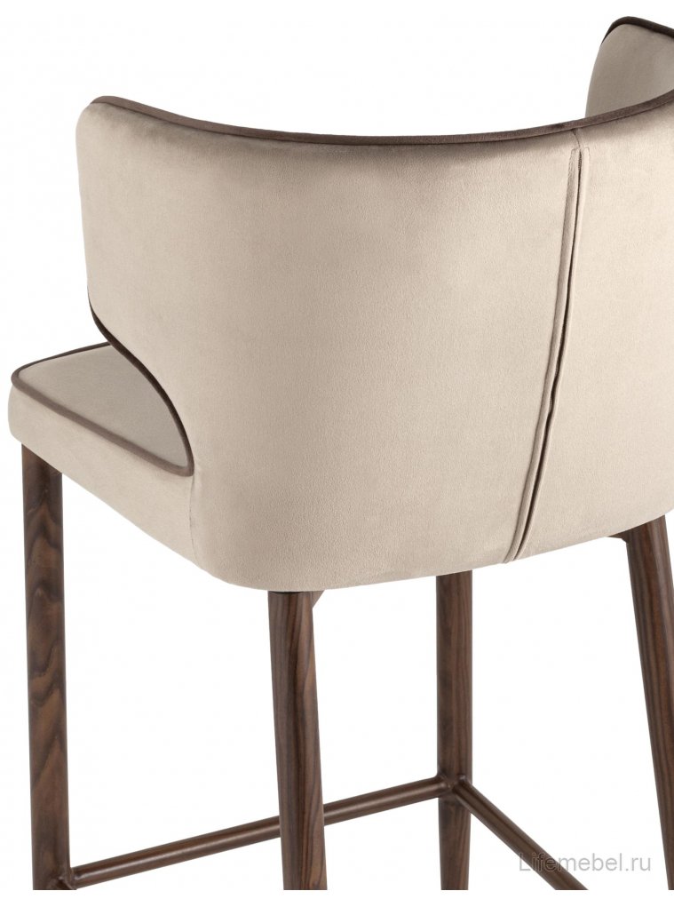 Полубарный стул Адальодо велюр шампань / кант / темное дерево