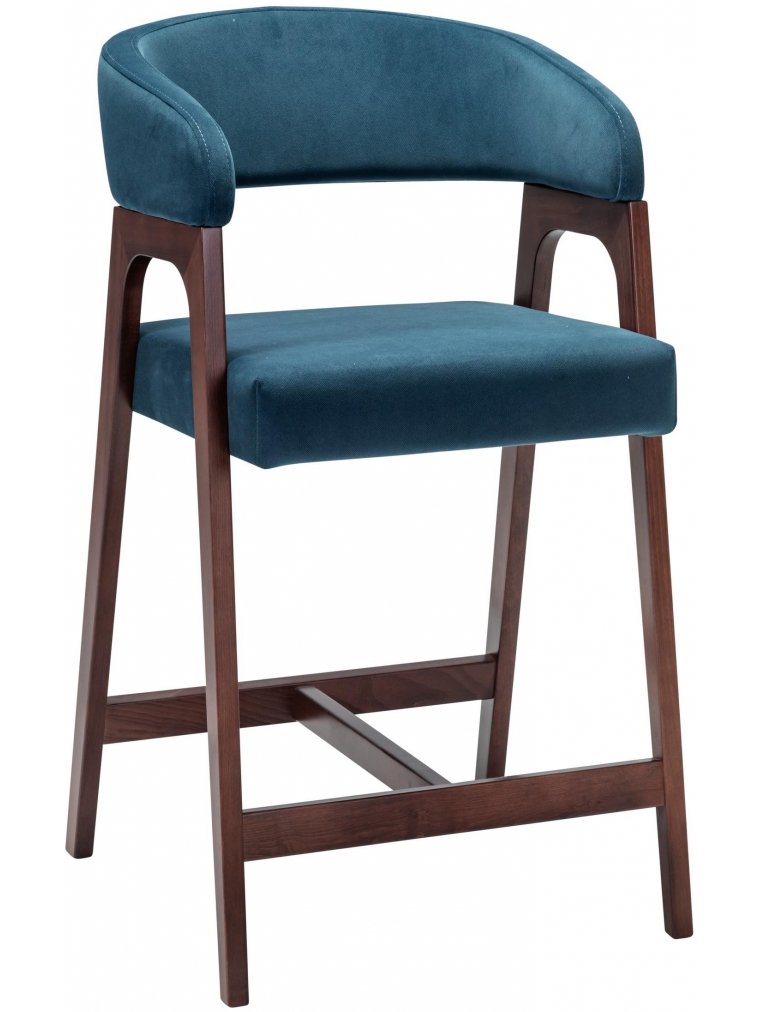 Полубарный стул Baxter blue / темный орех
