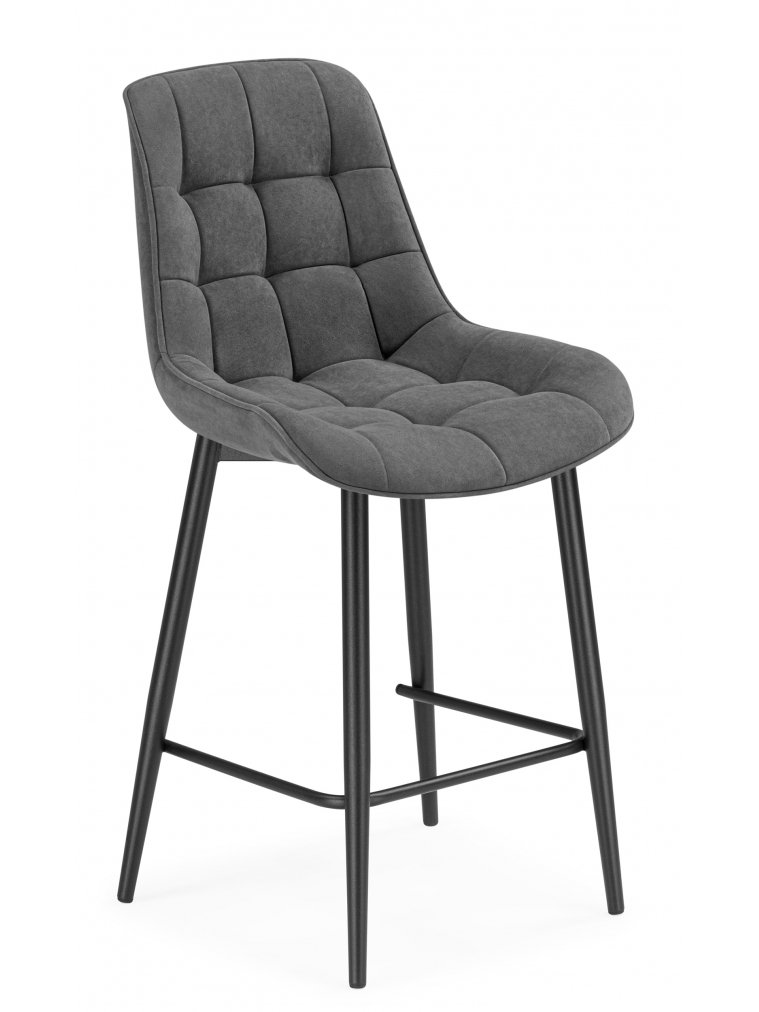 Полубарный стул Челси велюр темно-серый / черный каркас