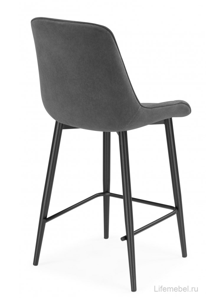 Полубарный стул Челси велюр темно-серый / черный каркас