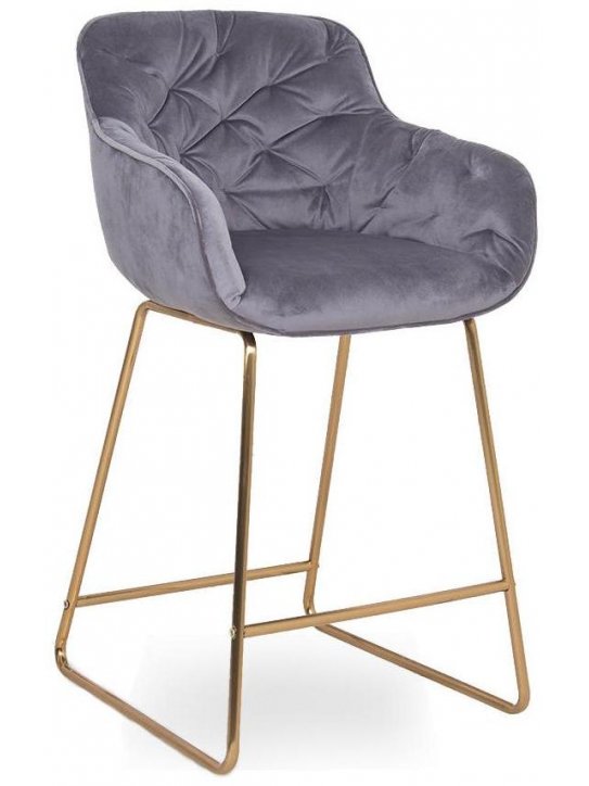 Полубарный стул D12 бархат grey vic 28 / golden