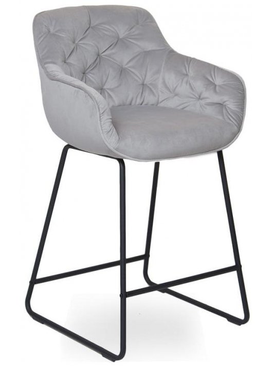 Полубарный стул Olenna бархат light grey vic 25 / black