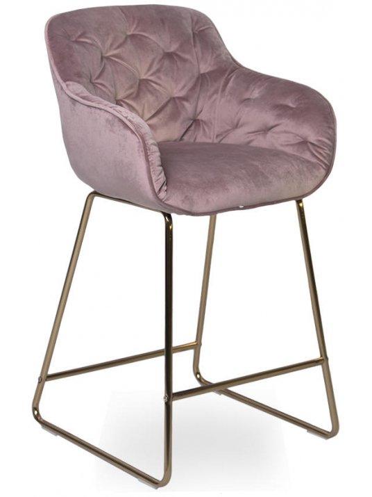 Полубарный стул D12 бархат old pink vic 18 / golden