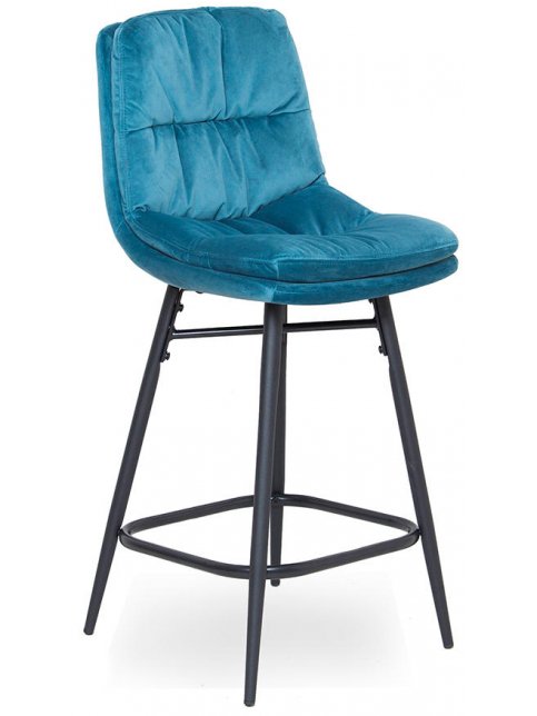 Полубарный стул D20 бархат blue vic 24 / black
