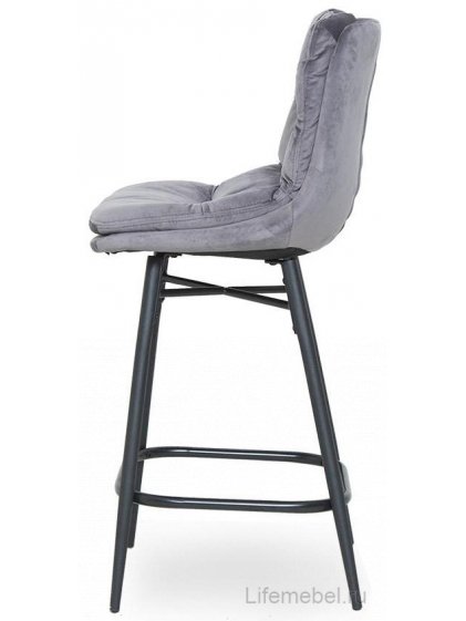 Полубарный стул D20 бархат grey vic 28 / black