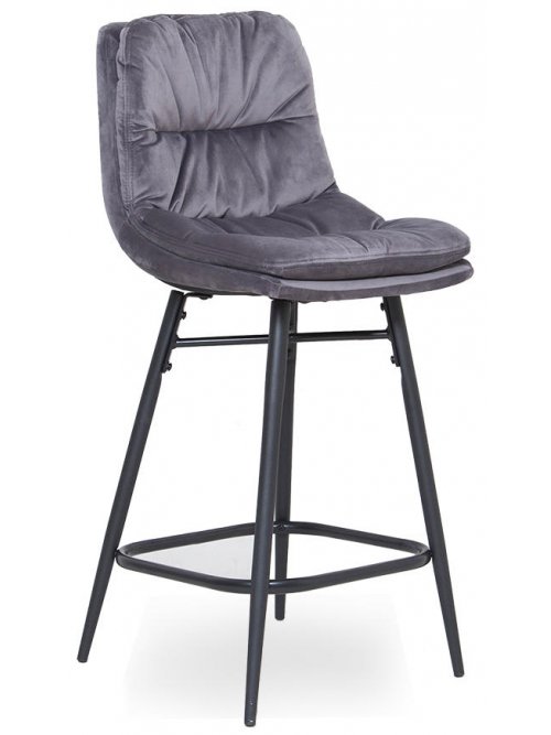 Полубарный стул D20 бархат grey vic 28 / black