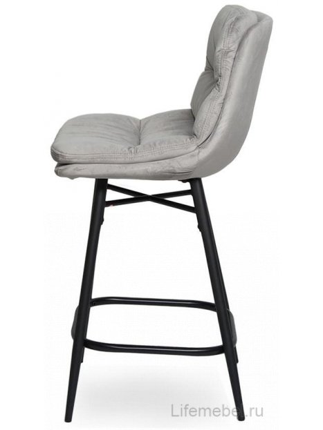 Полубарный стул D20 бархат light grey vic 25 / black