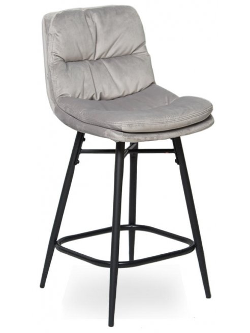 Полубарный стул D20 бархат light grey vic 25 / black