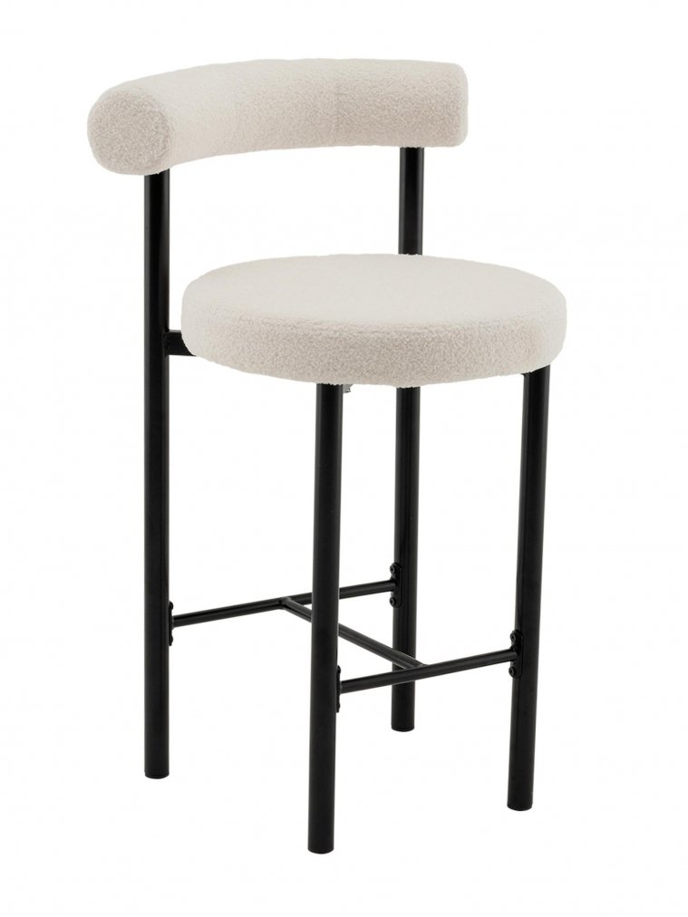 Полубарный стул Флориан букле молочный / черный