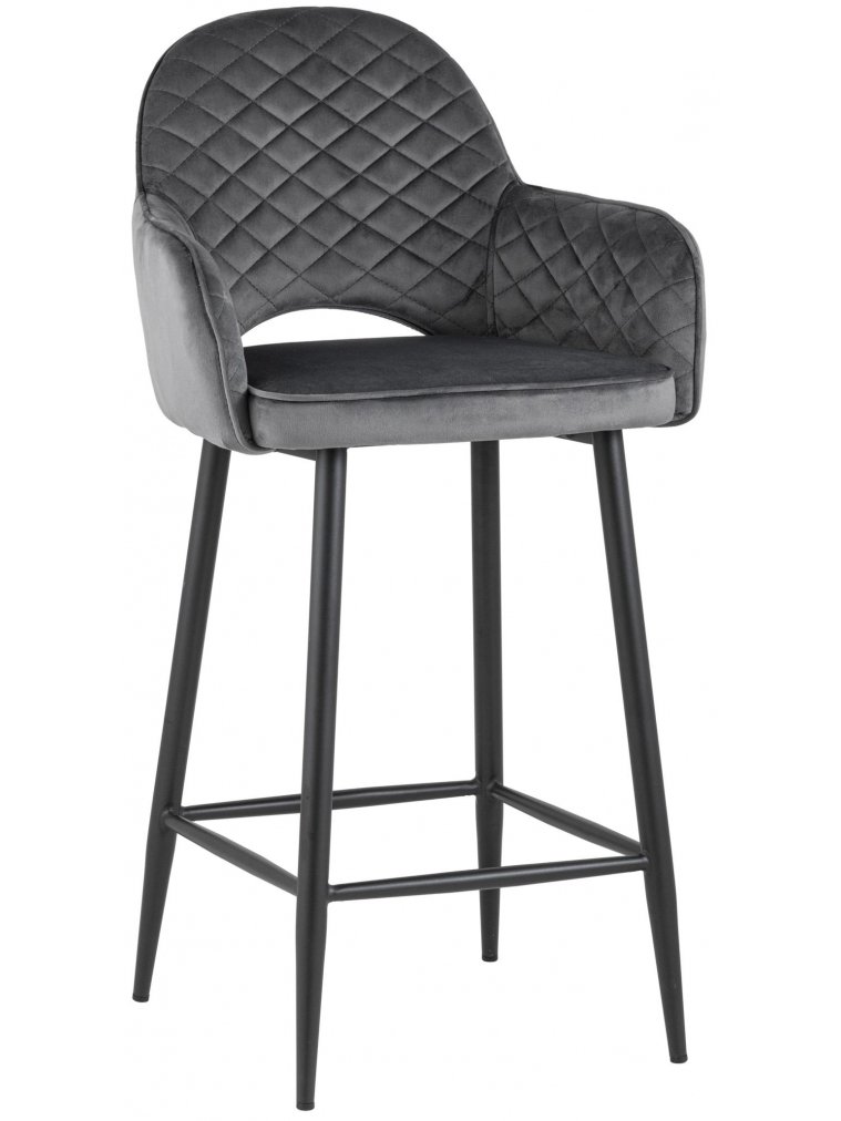 Полубарный стул Карла диамант велюр серый