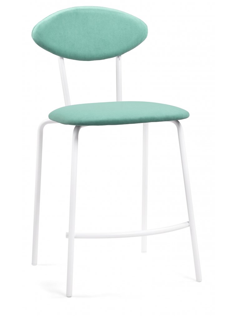 Полубарный стул Коумо катания аквамарин / белый матовый