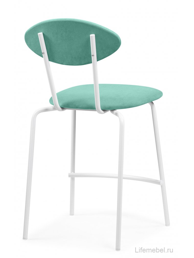 Полубарный стул Коумо катания аквамарин / белый матовый
