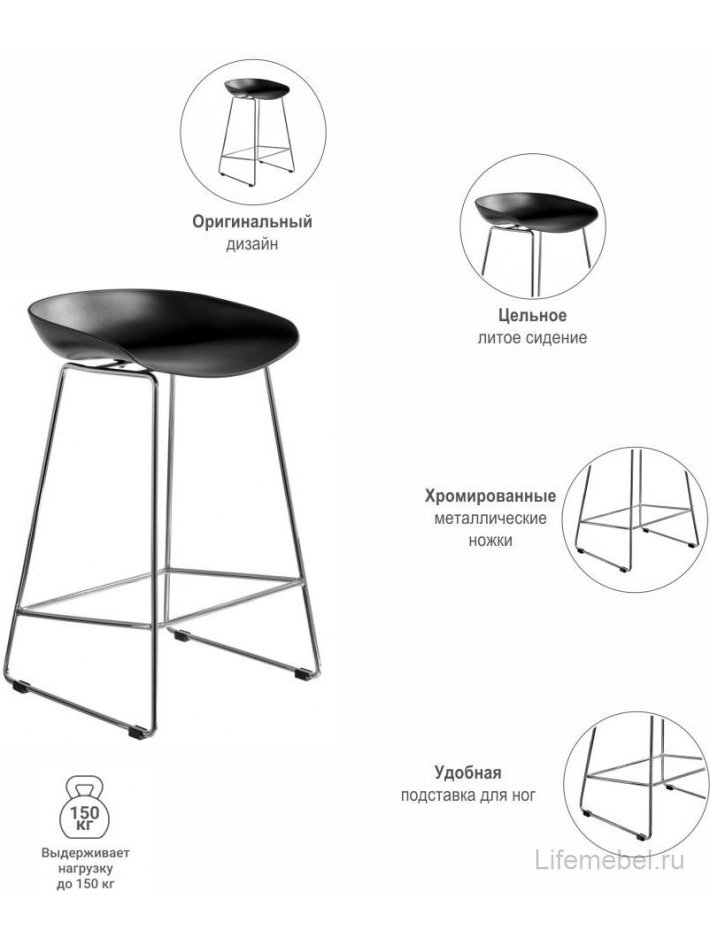 Полубарный стул Neo чёрный