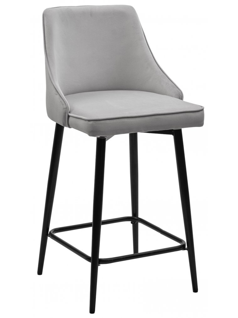 Полубарный стул Паркер поворотный велюр светло-серый / черный