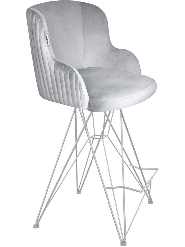 Полубарный стул Sheffilton SHT-ST39-1/S66-1 серое облако / хром лак