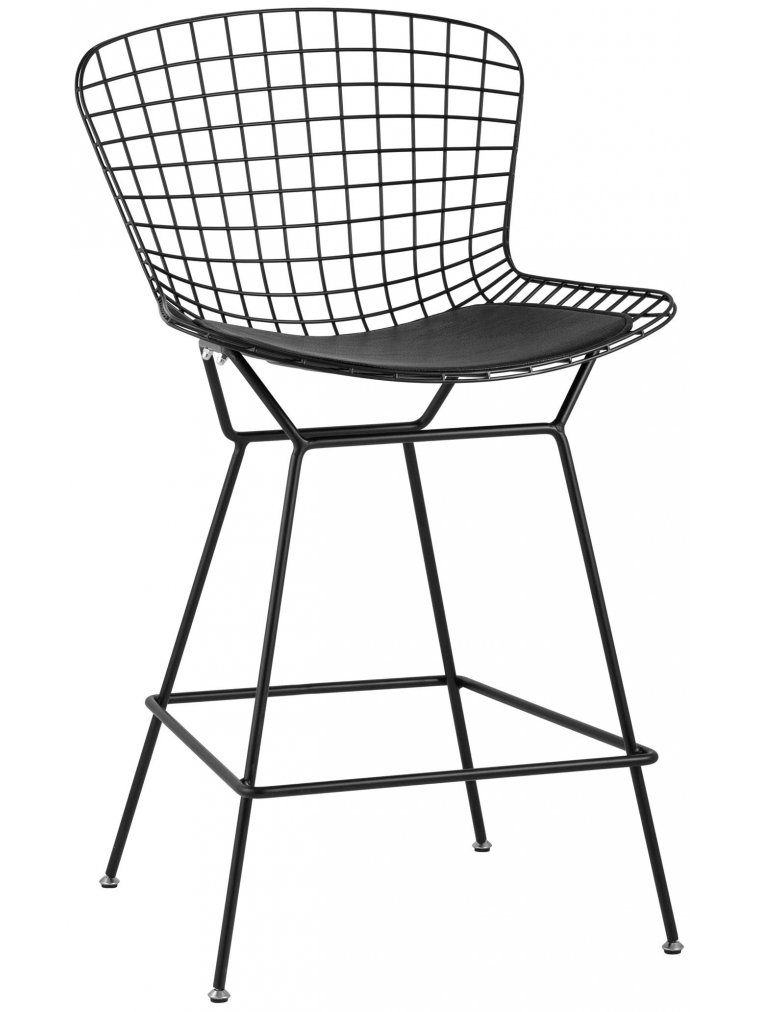 Полубарный стул Трент черный / с черной подушкой