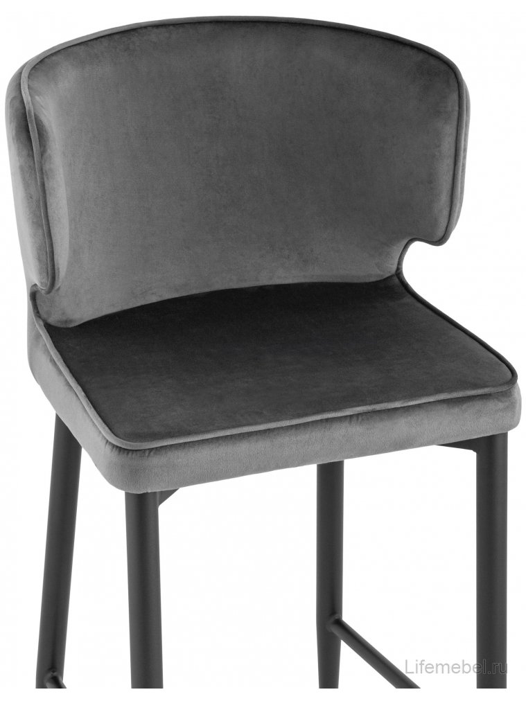 Полубарный стул Адальодо велюр серый / черный матовый