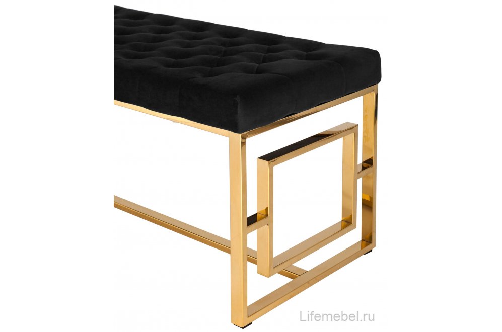 Банкетка Детройт черный / сталь золото