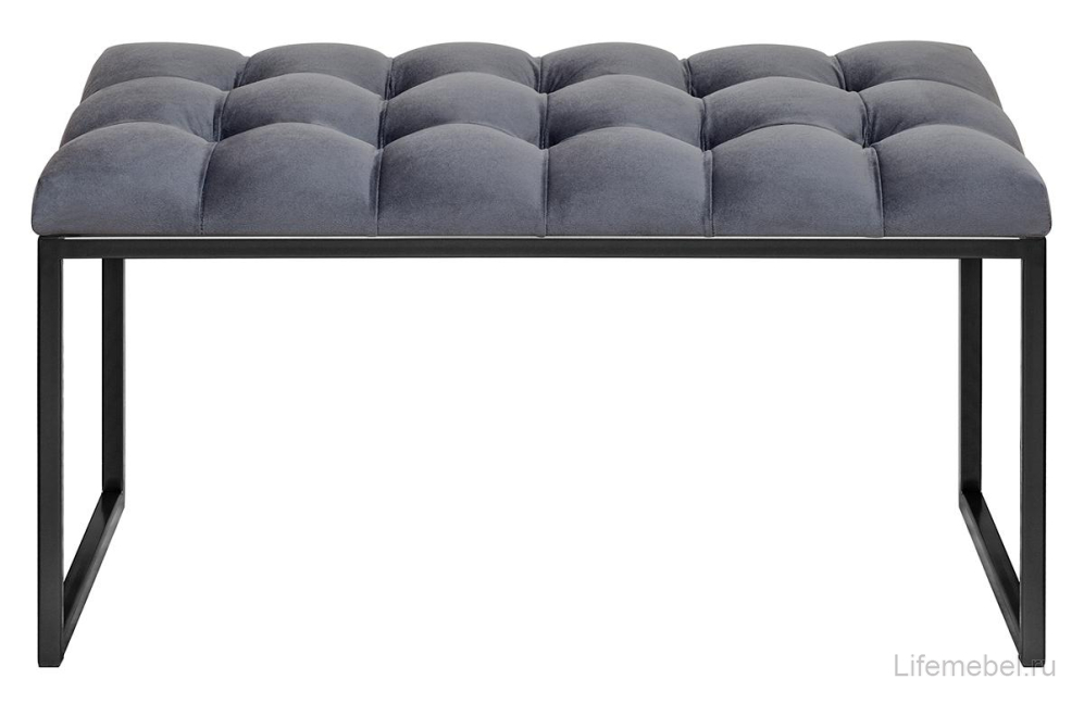 Банкетка Alba Mini с каретной стяжкой велюр Mouse Grey / черная