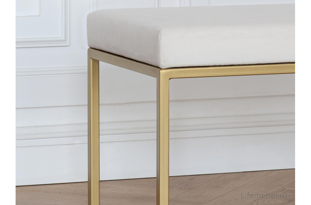 Банкетка Omega Mini велюр слоновая кость / золотая