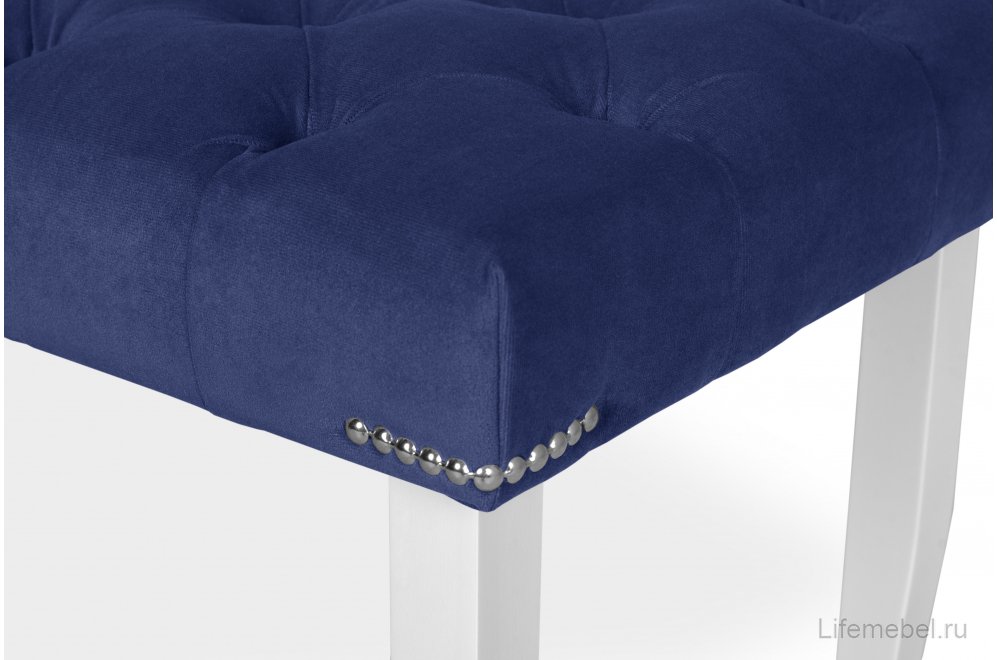 Банкетка Ницца 90 см velutto 26 белый / серебро / тёмно-синий