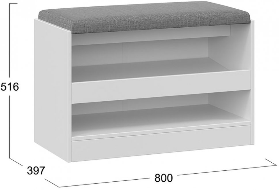 Банкетка Агата белая для обуви