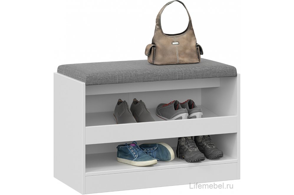 Банкетка Агата белая для обуви