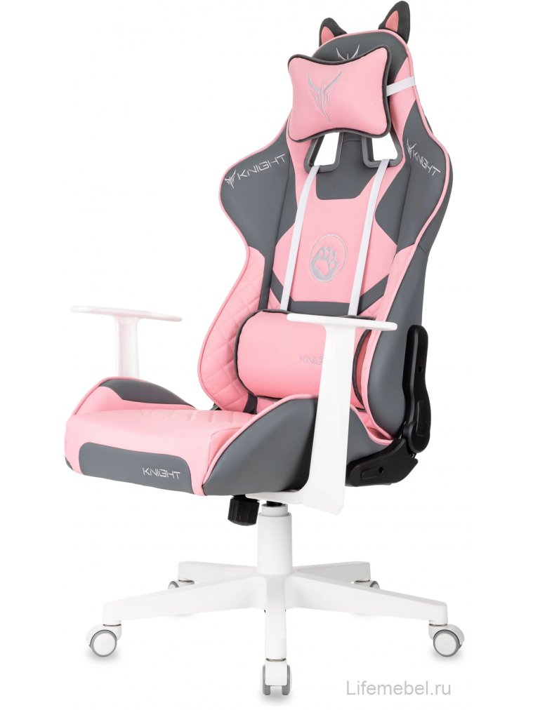 Компьютерное кресло Catzy экокожа серый / розовый