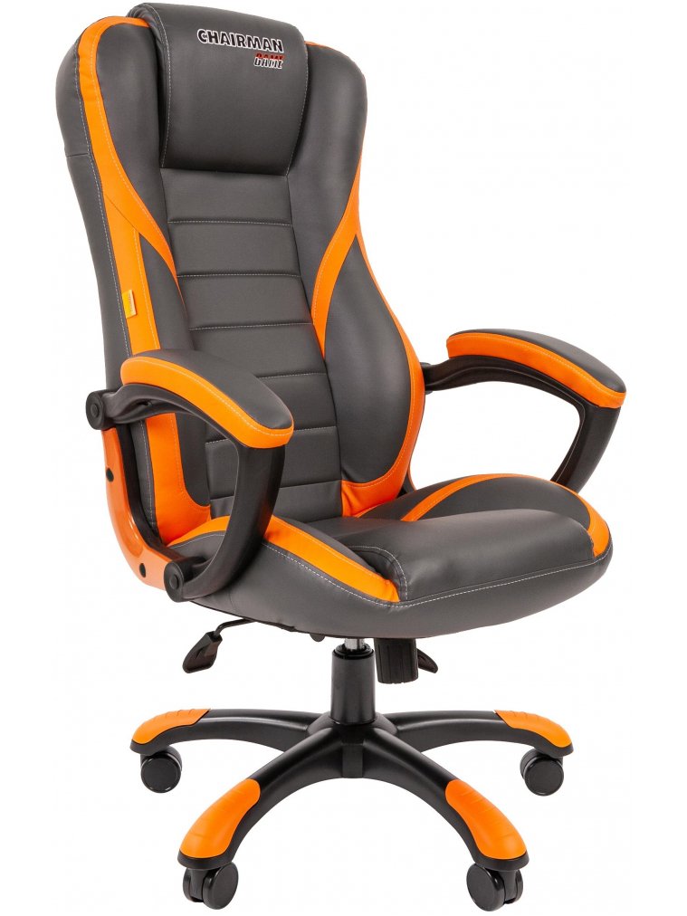 Компьютерное кресло Chairman game 22 экопремиум серое / оранжевое